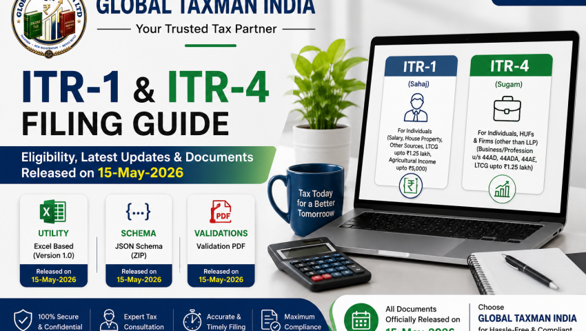 ITR-1 & ITR-4 Filing Guide for AY 2026-27 by Global Taxman India