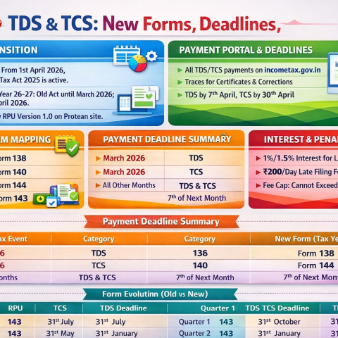 TDS and TCS New Form Deadlines: A Complete Guide for Financial Year 2026 :By Global Taxman India Ltd